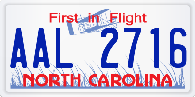 NC license plate AAL2716