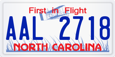 NC license plate AAL2718