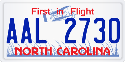 NC license plate AAL2730