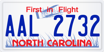 NC license plate AAL2732