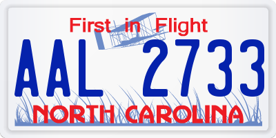 NC license plate AAL2733