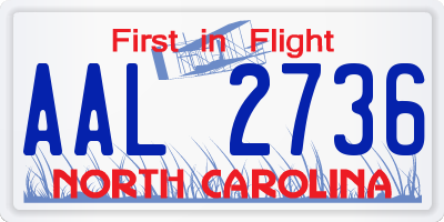 NC license plate AAL2736