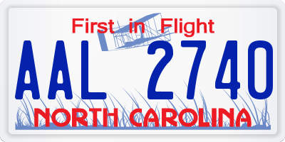 NC license plate AAL2740