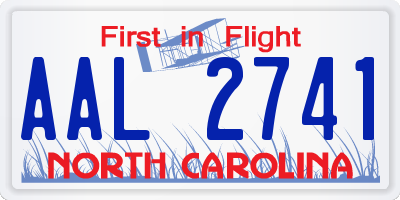 NC license plate AAL2741