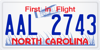 NC license plate AAL2743
