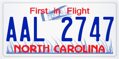 NC license plate AAL2747