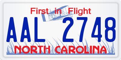 NC license plate AAL2748