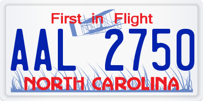 NC license plate AAL2750