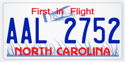 NC license plate AAL2752