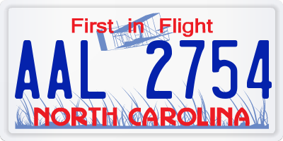 NC license plate AAL2754