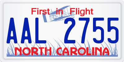 NC license plate AAL2755