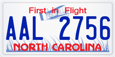 NC license plate AAL2756