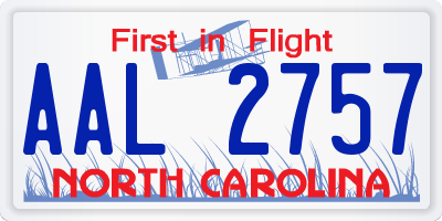 NC license plate AAL2757