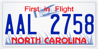 NC license plate AAL2758