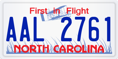 NC license plate AAL2761