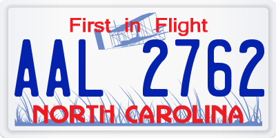 NC license plate AAL2762