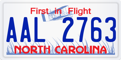 NC license plate AAL2763