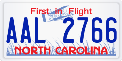 NC license plate AAL2766