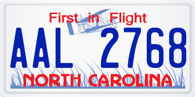 NC license plate AAL2768