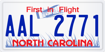 NC license plate AAL2771