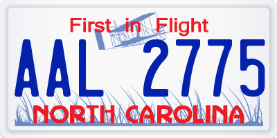 NC license plate AAL2775