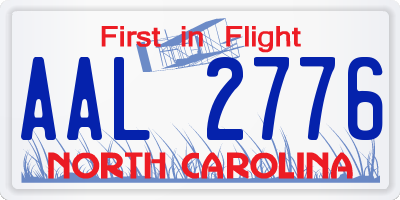 NC license plate AAL2776