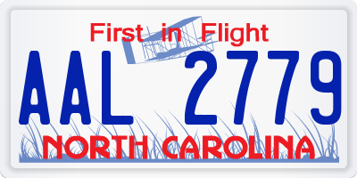 NC license plate AAL2779