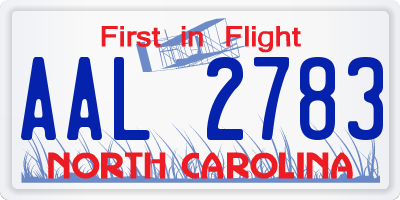 NC license plate AAL2783