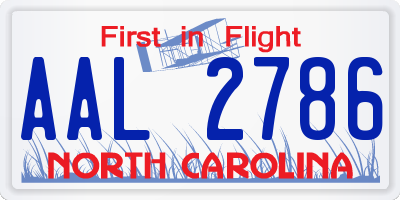 NC license plate AAL2786