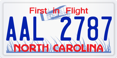 NC license plate AAL2787