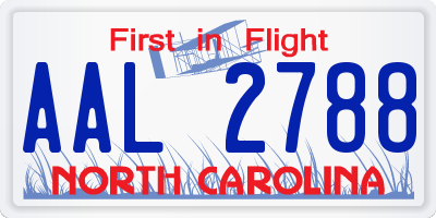 NC license plate AAL2788