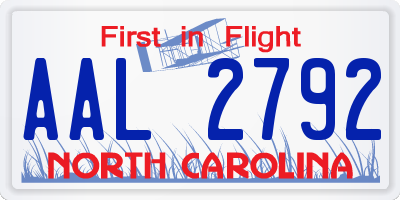 NC license plate AAL2792