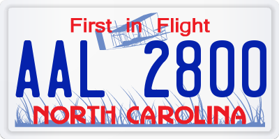 NC license plate AAL2800