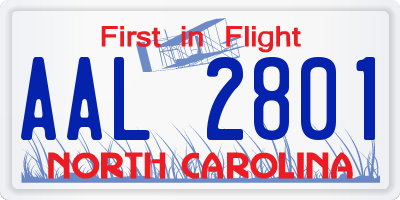 NC license plate AAL2801