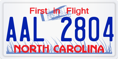 NC license plate AAL2804