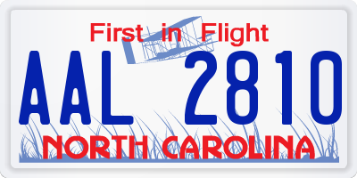 NC license plate AAL2810