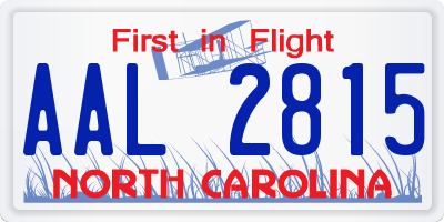 NC license plate AAL2815