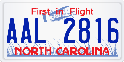 NC license plate AAL2816