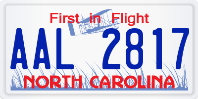NC license plate AAL2817