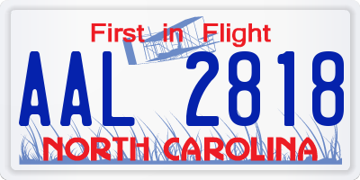 NC license plate AAL2818