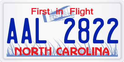 NC license plate AAL2822