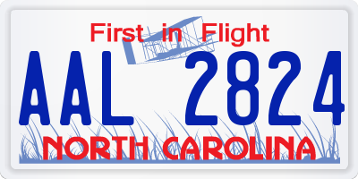 NC license plate AAL2824