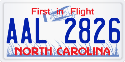 NC license plate AAL2826