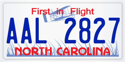 NC license plate AAL2827