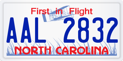 NC license plate AAL2832