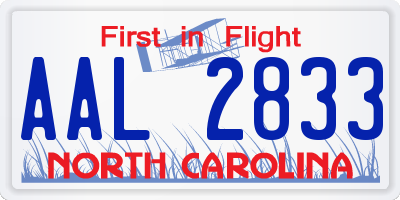 NC license plate AAL2833
