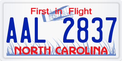 NC license plate AAL2837