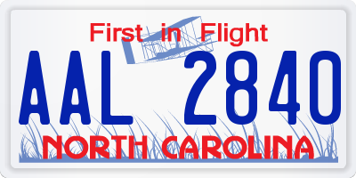 NC license plate AAL2840