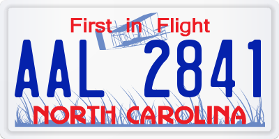 NC license plate AAL2841