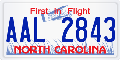 NC license plate AAL2843